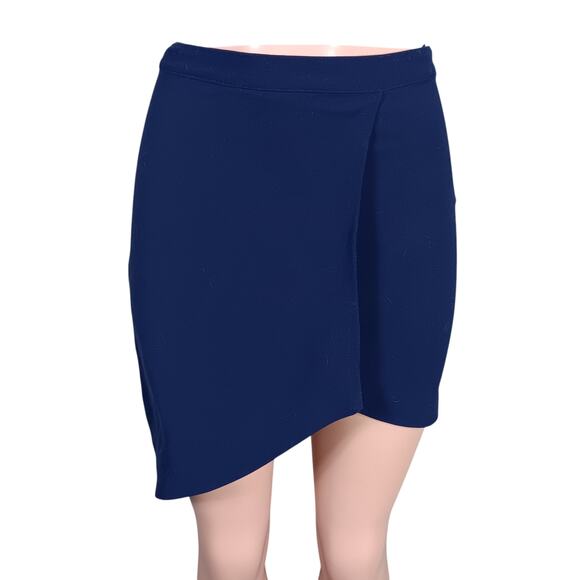 TOBI Asymmetrical Skirt Size Small Navy Blue Side Zipper Closure No Pockets - Picture 1 of 11
